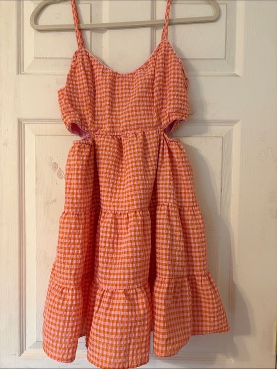 Altar'd State Dresses & Skirts - Altar'd State Orange Gingham Tiered Sundress